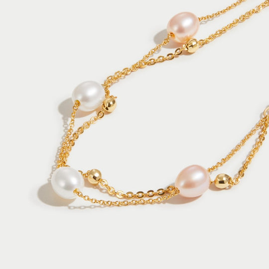 Bracelet Superposé en Perles d'Eau Douce
