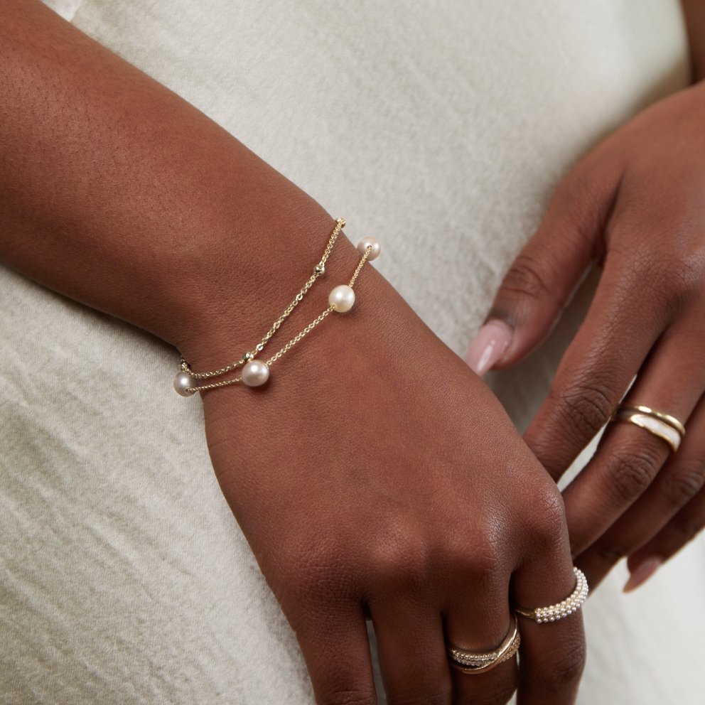 Bracelet Superposé en Perles d'Eau Douce
