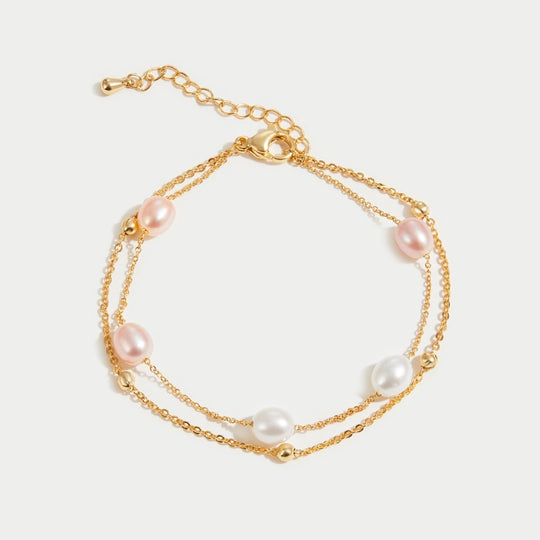 Bracelet Superposé en Perles d'Eau Douce