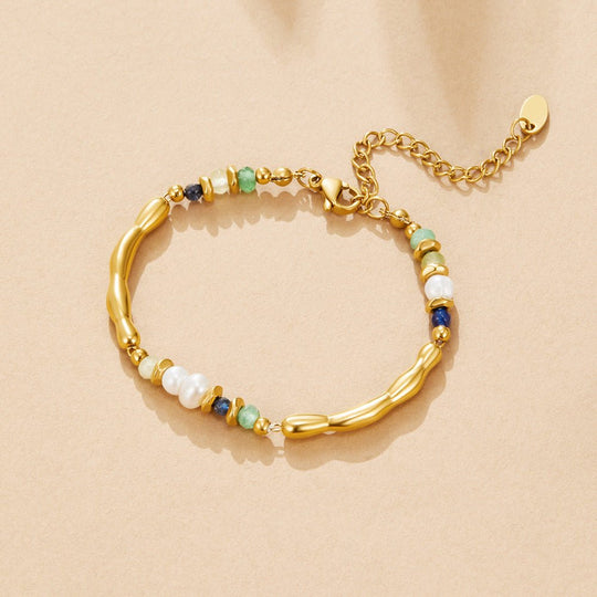 Bracelet en perles d'eau douce et malachite