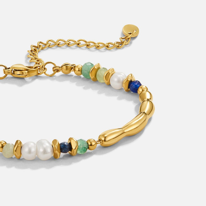 Bracelet en perles d'eau douce et malachite