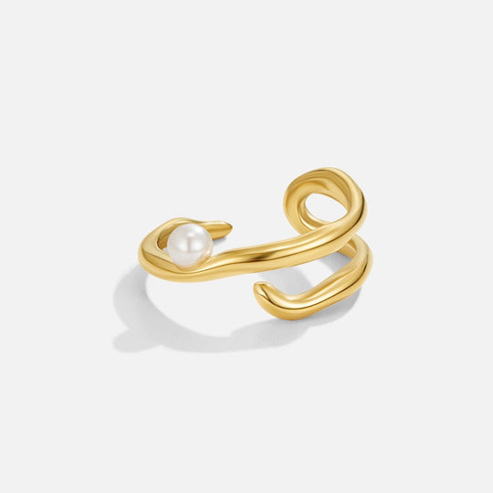 Bague Géométrique en Or et Perle
