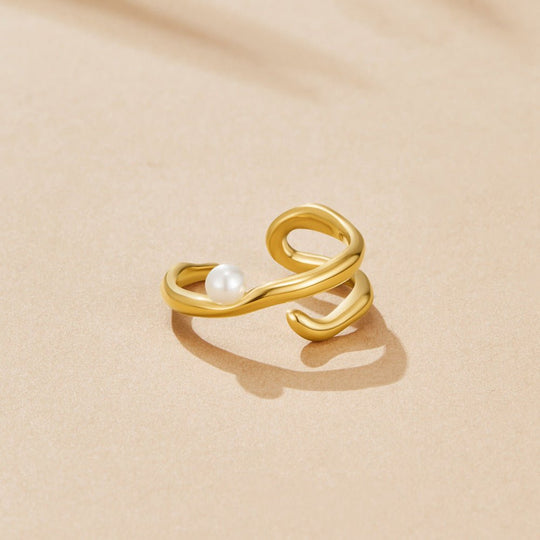 Bague Géométrique en Or et Perle