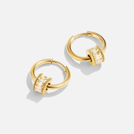Boucles d'oreilles créoles en cristal Gigi en or 18K