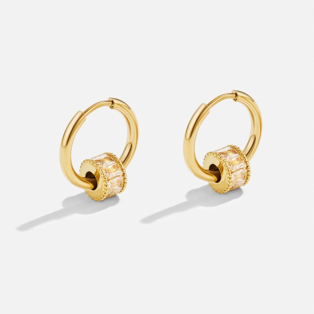 Boucles d'oreilles créoles en cristal Gigi en or 18K