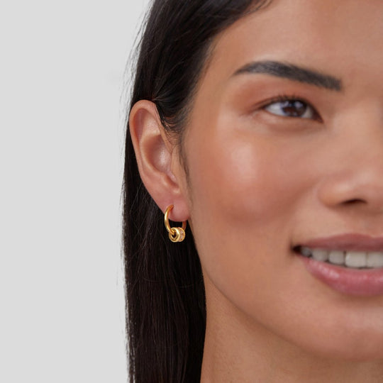 Boucles d'oreilles créoles en cristal Gigi en or 18K