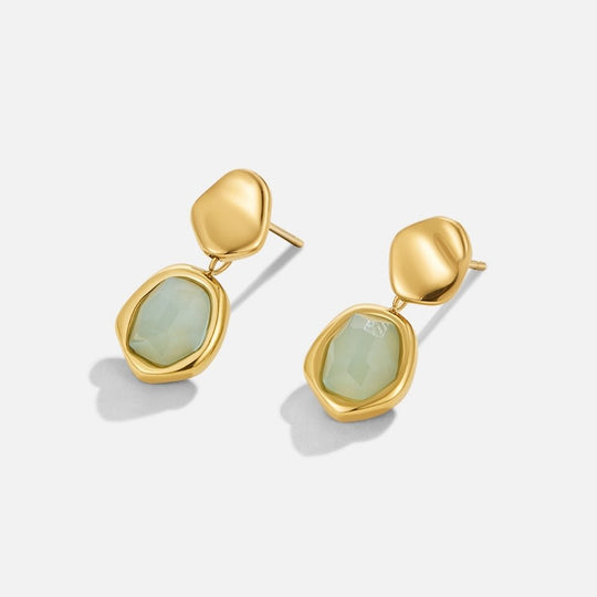 Boucles d'Oreilles Pendantes en Aigue-Marine et en Or