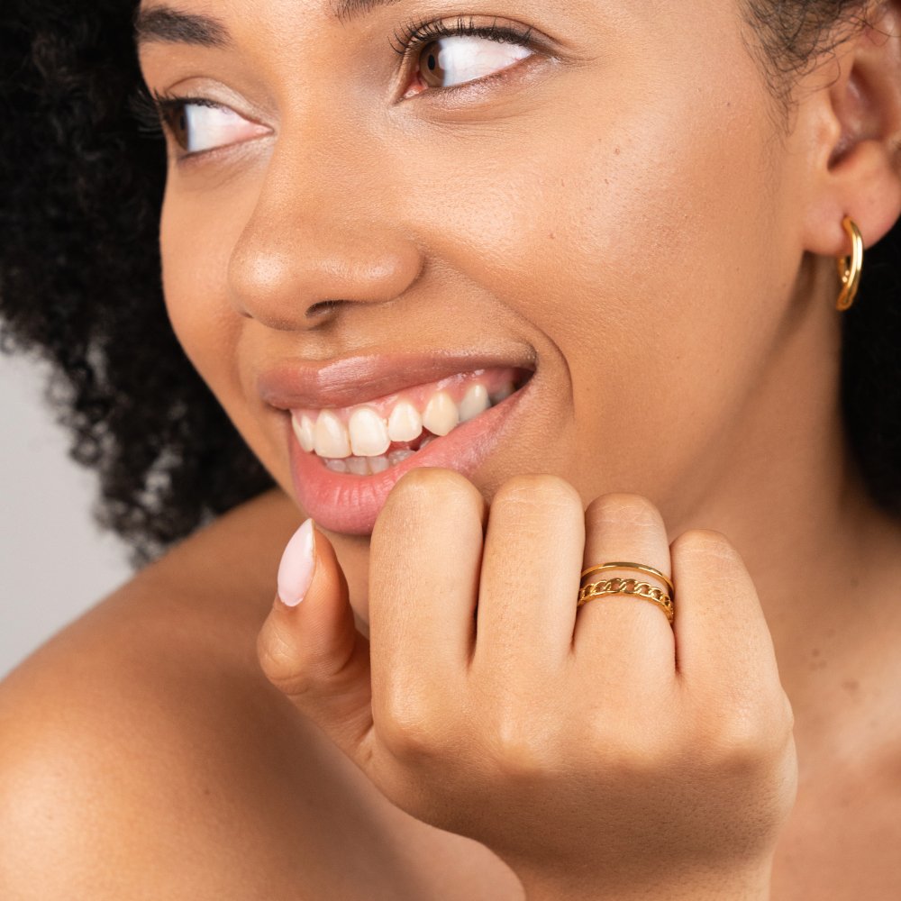 Bague en Or Chaîne Superposée