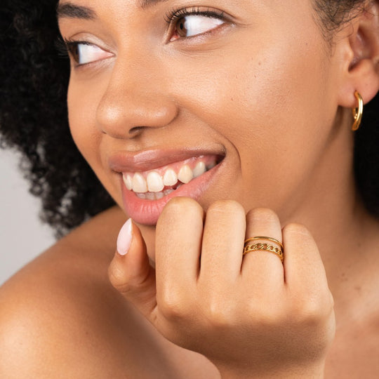 Bague en Or Chaîne Superposée