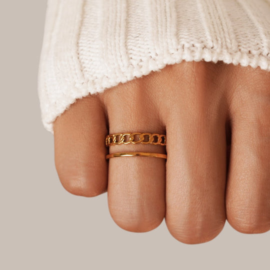 Bague en Or Chaîne Superposée