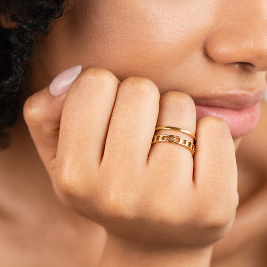 Bague en Or Chaîne Superposée