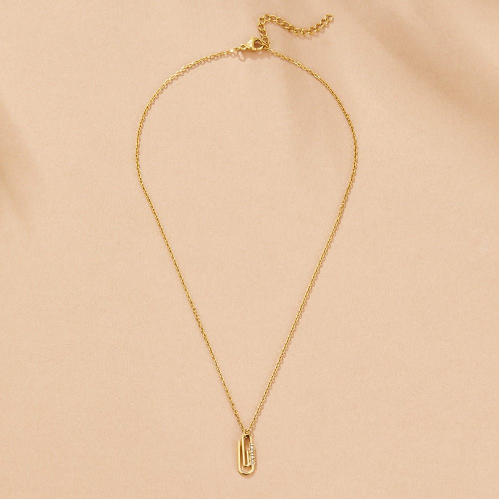 Collier Trombone avec Pendentif Cristal en Or