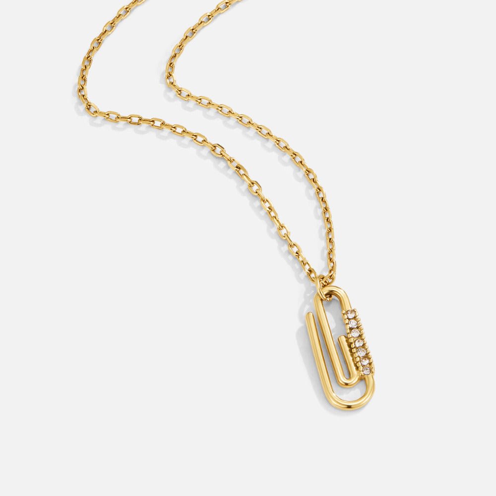 Collier Trombone avec Pendentif Cristal en Or