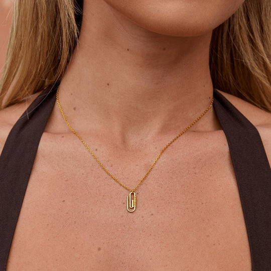 Collier Trombone avec Pendentif Cristal en Or