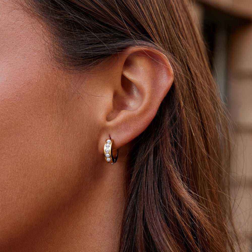 Boucles d'oreilles créoles en perles Eula en or