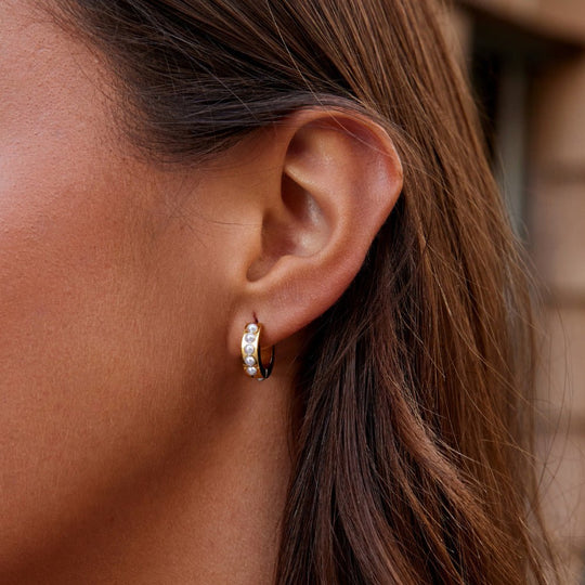 Boucles d'oreilles créoles en perles Eula en or