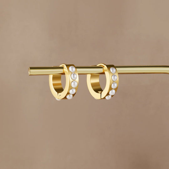 Boucles d'oreilles créoles en perles Eula en or