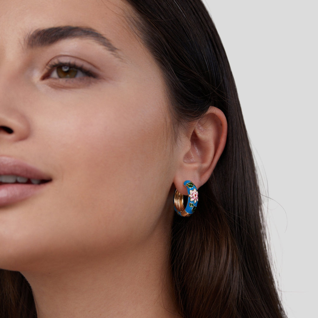 Boucles d'oreilles en forme de fleur en or