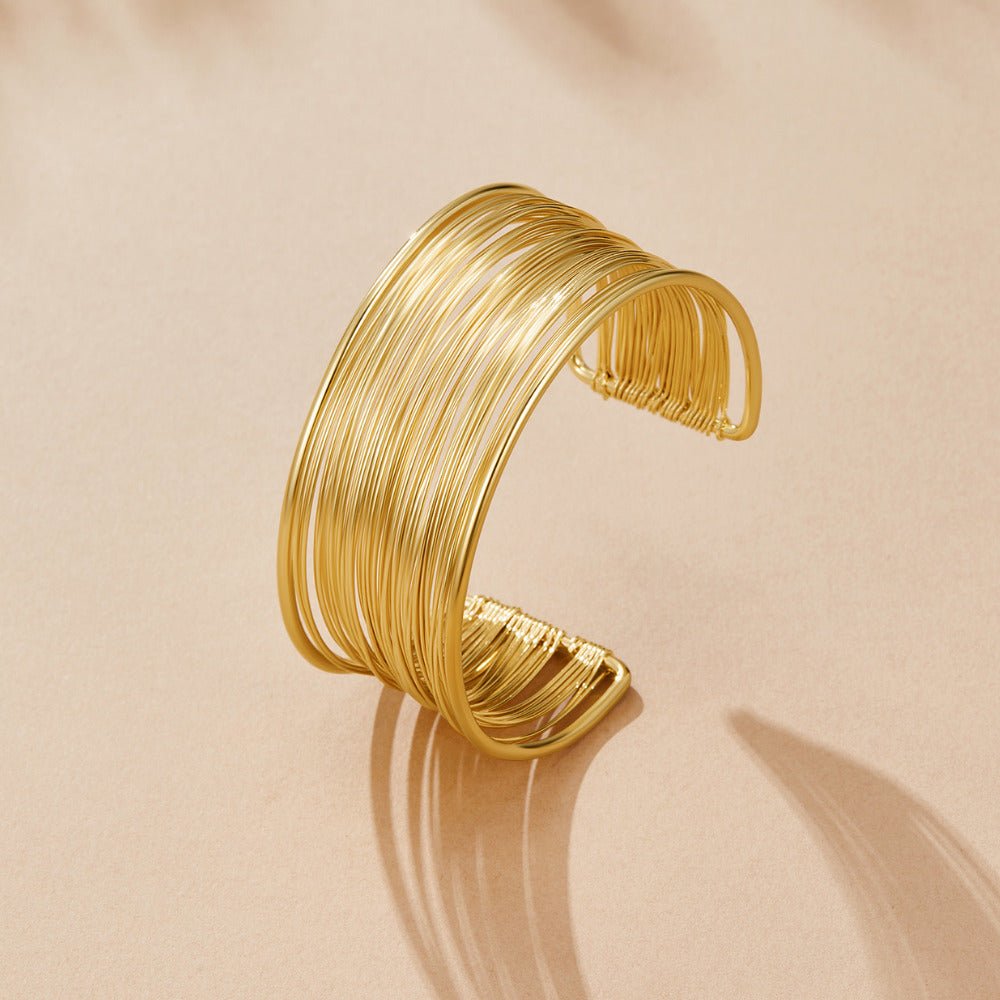 Bracelet Large Cuff en Or Leona