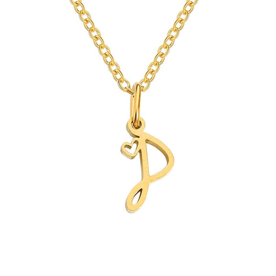 Collier en cœur avec lettre en or
