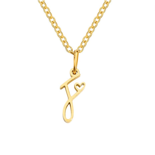 Collier en cœur avec lettre en or