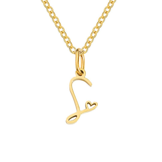 Collier en cœur avec lettre en or