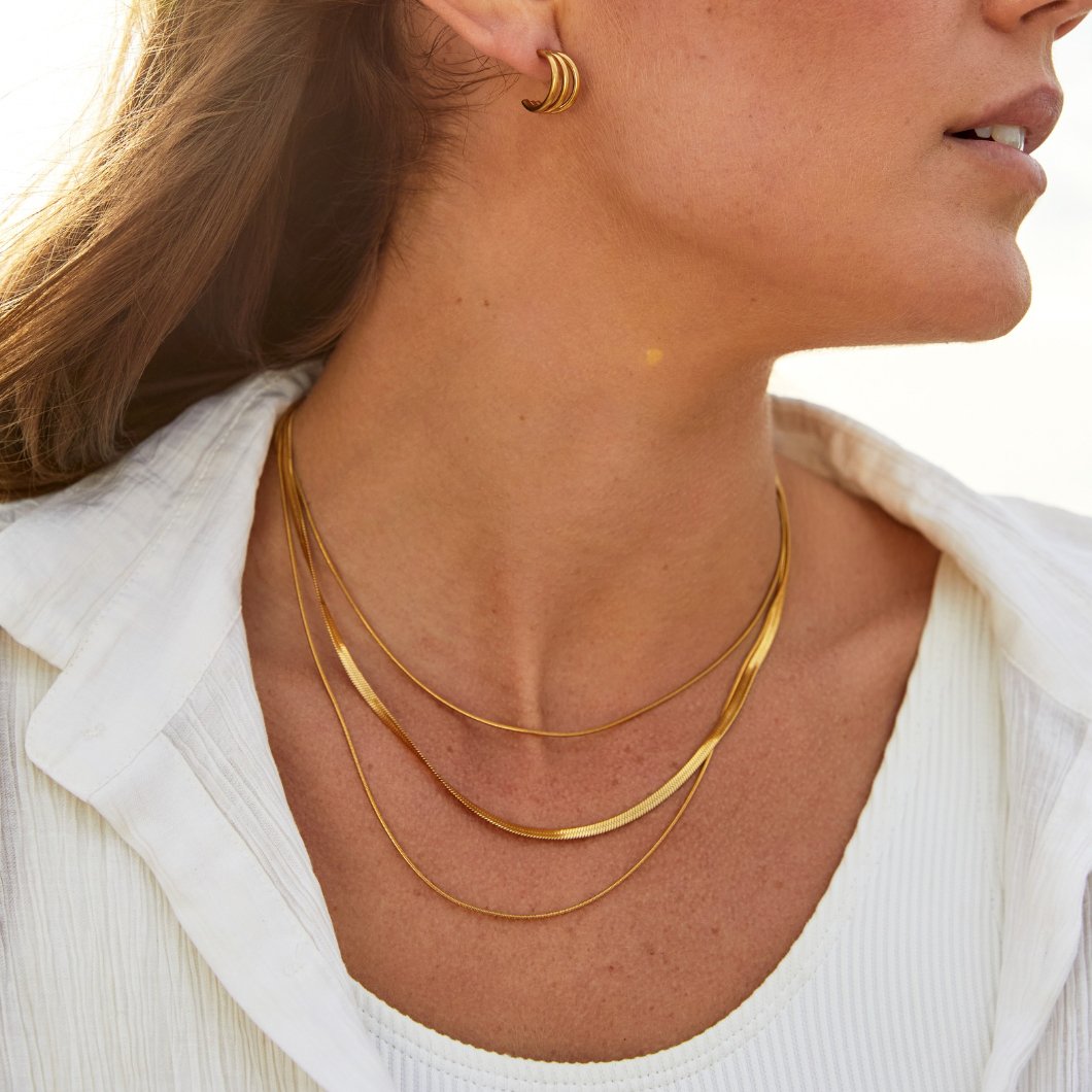 Collier en Chaîne Multi-Couches en Or