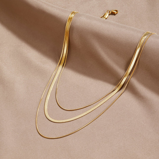 Collier en Chaîne Multi-Couches en Or