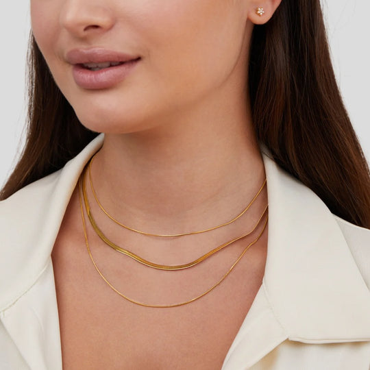Collier en Chaîne Multi-Couches en Or