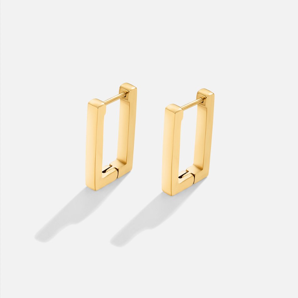 Boucles d'oreilles créoles rectangulaires en or