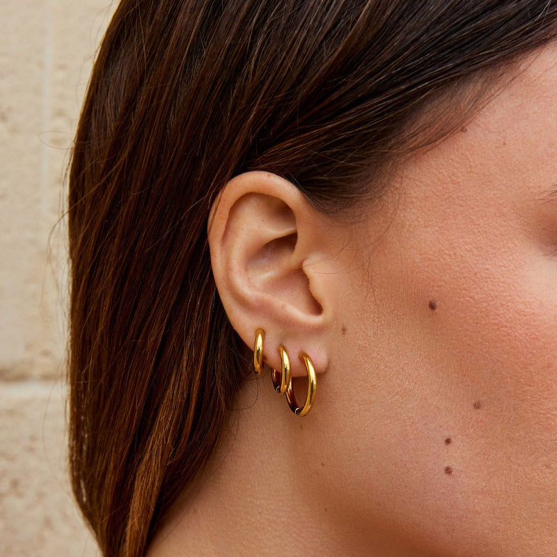 Ensemble de Mini Boucles d'Oreilles Trio en Or