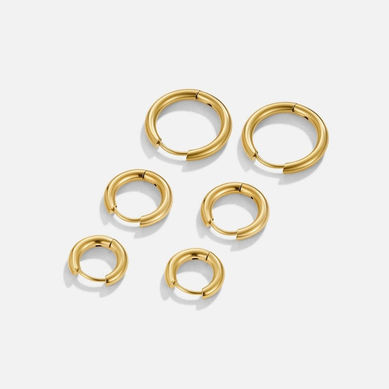 Ensemble de Mini Boucles d'Oreilles Trio en Or