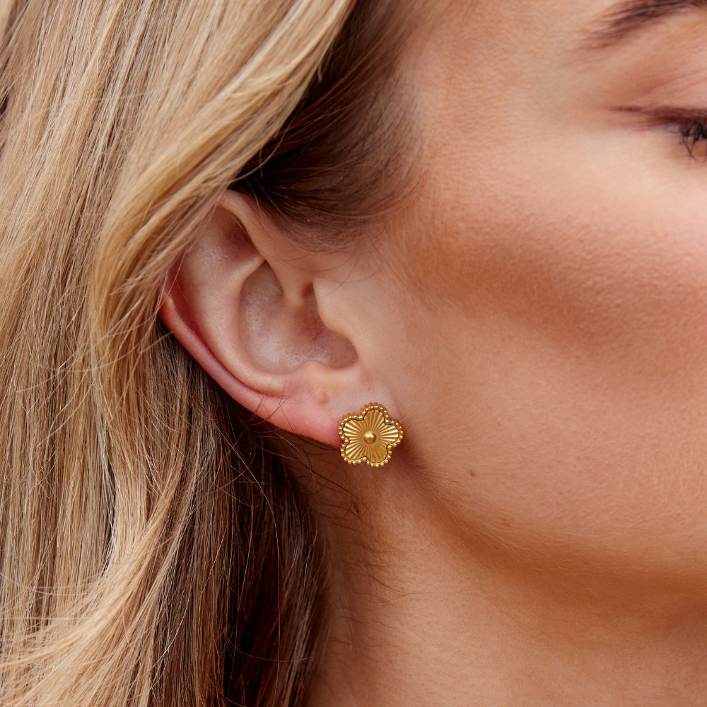 Boucles d'Oreilles Trèfle en Or