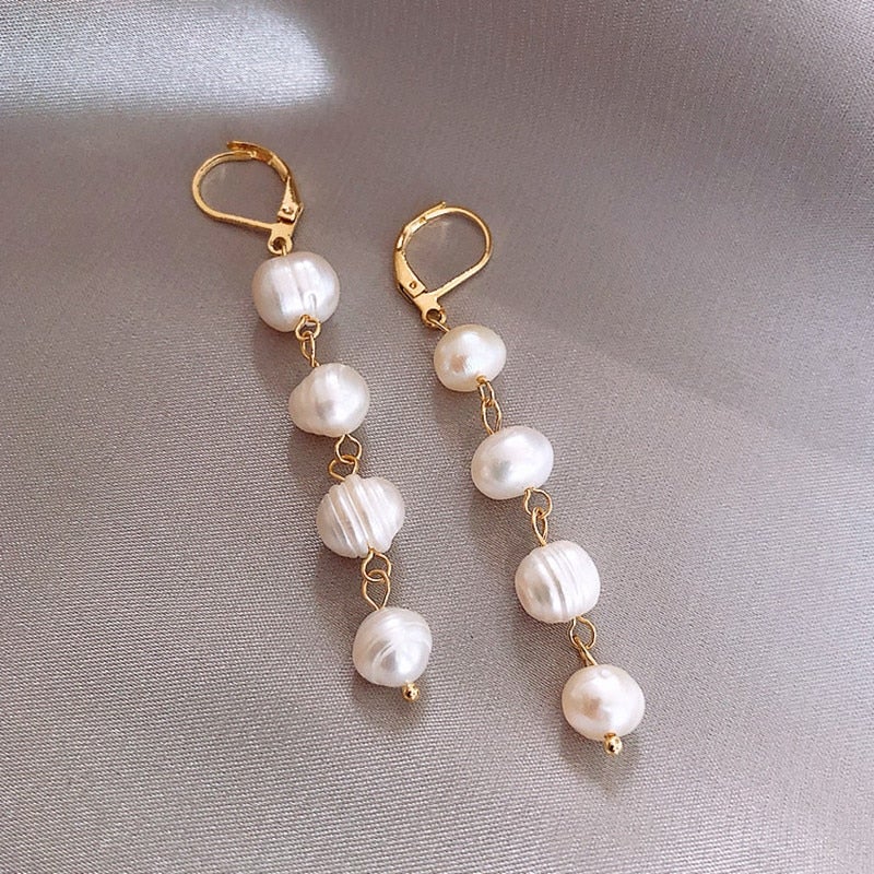 Boucles d'Oreilles Perles d'Eau Douce en Or