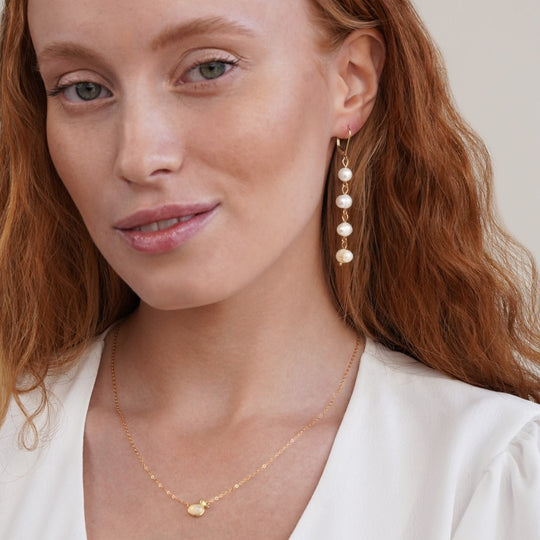 Boucles d'Oreilles Perles d'Eau Douce en Or