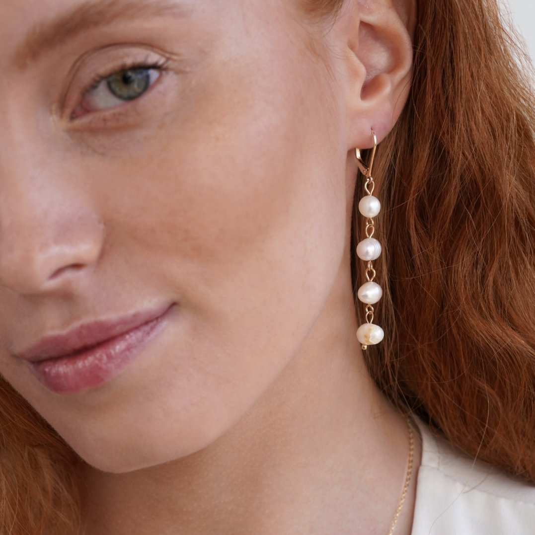 Boucles d'Oreilles Perles d'Eau Douce en Or