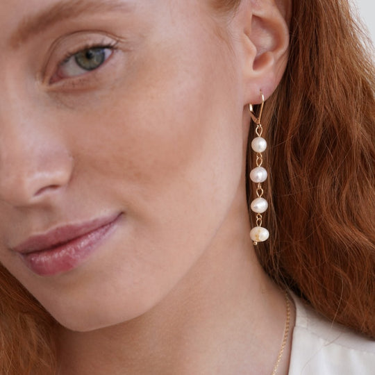Boucles d'Oreilles Perles d'Eau Douce en Or