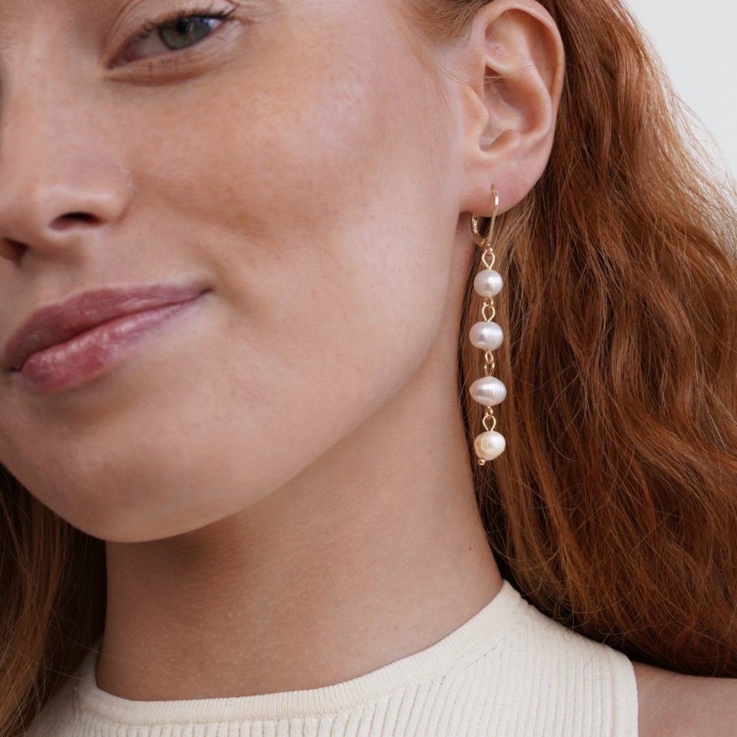 Boucles d'Oreilles Perles d'Eau Douce en Or