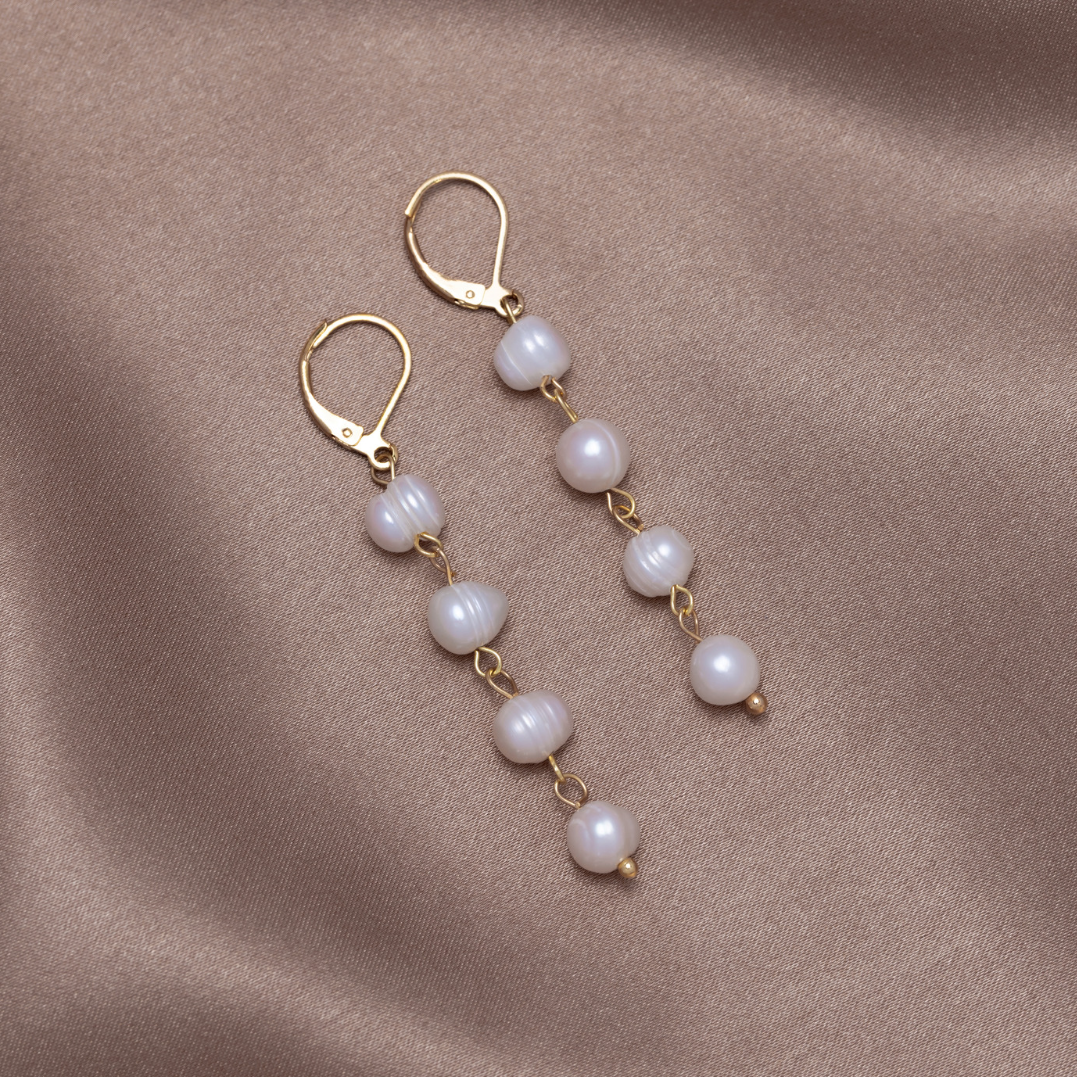 Boucles d'Oreilles Perles d'Eau Douce en Or