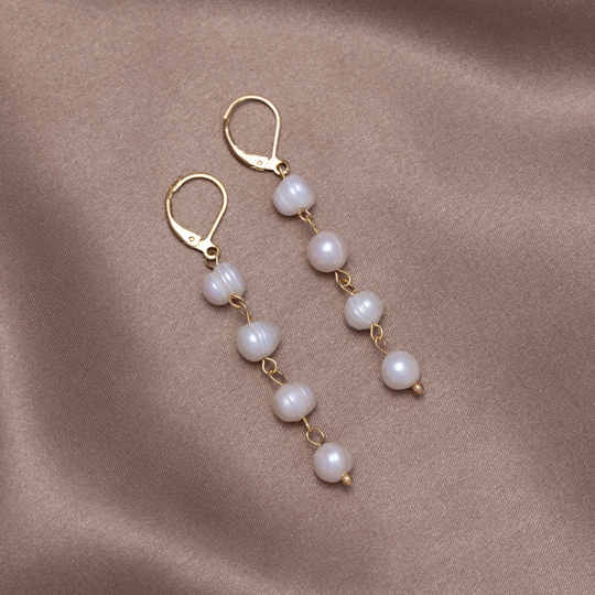 Boucles d'Oreilles Perles d'Eau Douce en Or