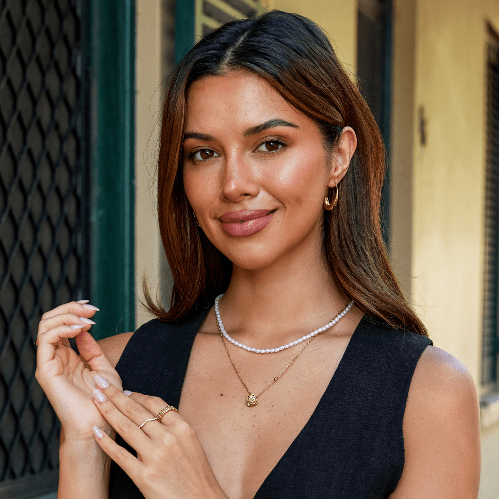 Collier Pendentif Rose en Or