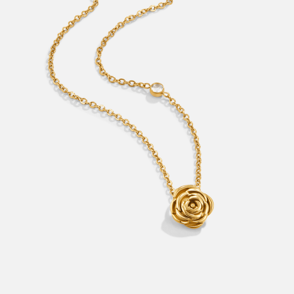 Collier Pendentif Rose en Or