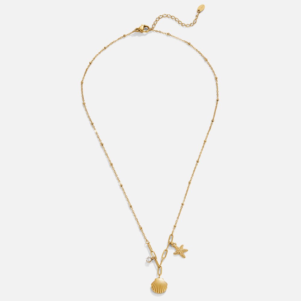 Collier Coquillage et Étoile de Mer en Or