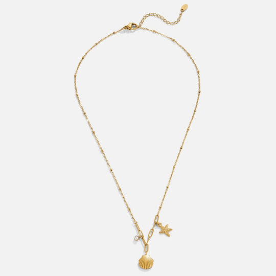 Collier Coquillage et Étoile de Mer en Or