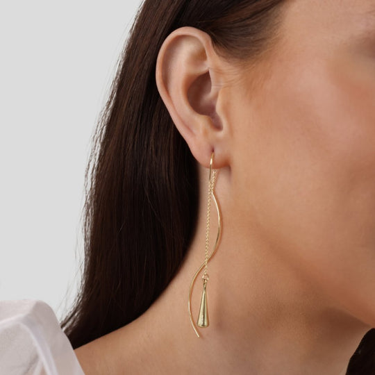 Boucles d'oreilles à franges en forme de goutte d'or
