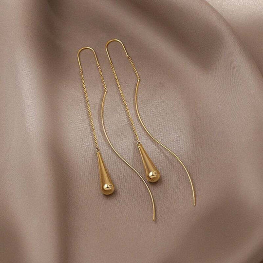 Boucles d'oreilles à franges en forme de goutte d'or