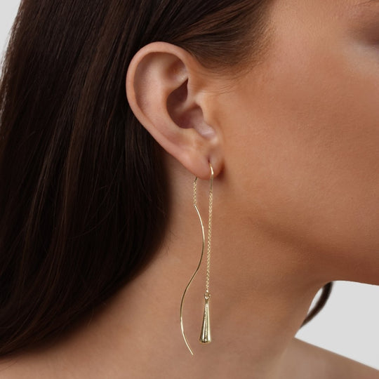 Boucles d'oreilles à franges en forme de goutte d'or