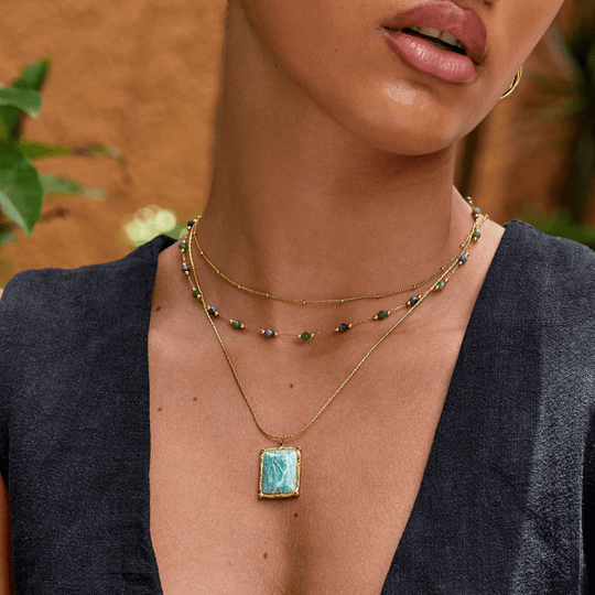Collier Pendentif en Amazonite Verte