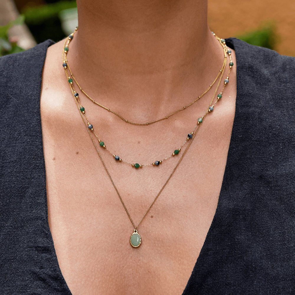 Collier Pendentif en Aventurine Verte