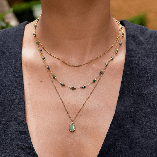Collier Pendentif en Aventurine Verte